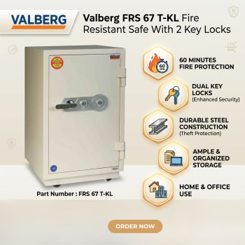 Valberg FRS 67 T-KL Fire Resistant Safe With 2 Key Locks
