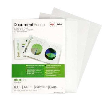 GBC LAMINATING POUCH GLOSS A2 / 426X600MM 100X125 MICRON PACK OF 50