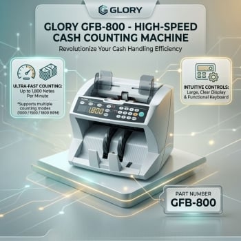 Glory GFB-800 – 1,800 Notes Per Minute High-Speed Cash Counting machine