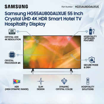 Samsung HG55AU800AUXUE 55 Inch Crystal UHD 4K HDR Smart Hotel TV Hospitality Display