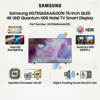 Samsung HG75Q60AAAUXZN 75-Inch QLED 4K UHD Quantum HDR Hotel TV Smart Display