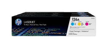 HP 126A 3-pack Cyan/Magenta/Yellow Original LaserJet Toner Cartridges