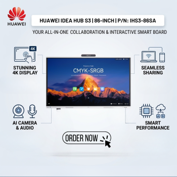 HUAWEI IdeaHub S3 IHS3-86SA 86-Inch 4K UHD Interactive Collaboration Display with Dual-Lens AI Camera & 32-Point Touch