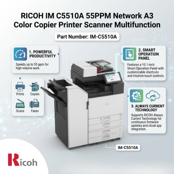 Ricoh IM C5510A 55PPM Network A3 Color Copier Printer Scanner Multifunction