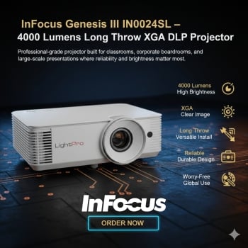 InFocus Genesis III IN0024SL – 4000 Lumens Long Throw XGA DLP Projector