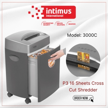 Intimus 3000C P3 16 Sheets 80 Grams 39 liters Per Pass Cross Cut Shredder