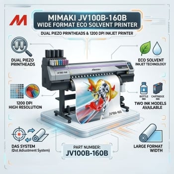 Mimaki JV100-160B 64" Eco-Solvent High-Speed Roll-to-Roll Wide Format Inkjet Printer