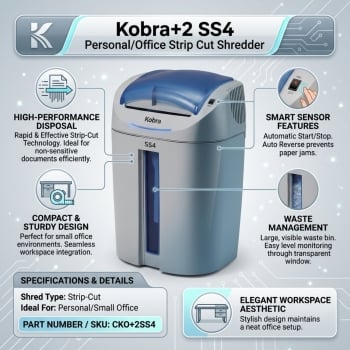 Kobra+2 SS4 Personal/Office Strip Cut Shredder