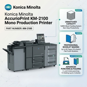Konica Minolta AccurioPrint KM-2100 9,000-Sheet Capacity Mono Production Printer