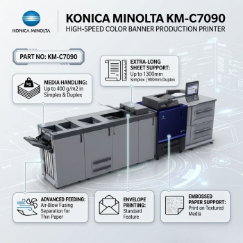 Konica Minolta KM-C7090 High-Speed Color Banner Printing Production Printer