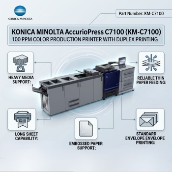 Konica Minolta KM-C7100 100 PPM Color Production Printer with Duplex Printing