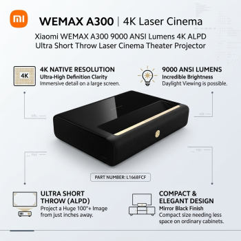 Xiaomi WEMAX A300 9000 ANSI Lumens 4K ALPD Ultra Short Throw Laser Cinema Theater Projector