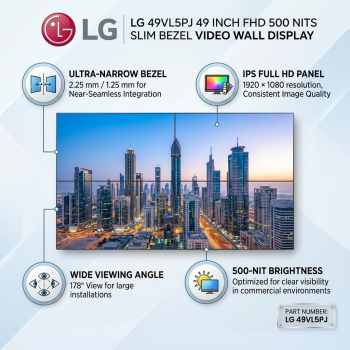 LG 49VL5PJ 49 Inch FHD 500 Nits Slim Bezel Video Wall Display