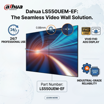 Dahua LS550UEM-EF 55 Inch FHD 1080P 0.88mm Ultra Narrow Bezel ADS Video Wall Display