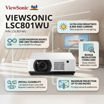 ViewSonic LSC801WU 8000 ANSI Lumens WUXGA Laser Installation Projector