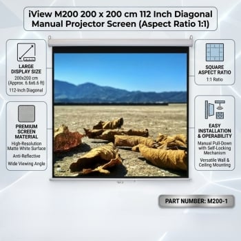 iView M200 200 x 200 cm 112 Inch Diagonal  Aspect Ratio 1:1 Manual Projector Screen
