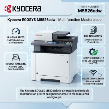 Kyocera ECOSYS M5526cdw 26PPM A4 Colour Monochrome Printer