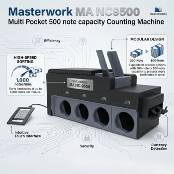 Masterwork MA NC9500 Multi Pocket 500 note capacity Counting Machine