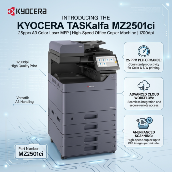 Kyocera TASKalfa MZ2501ci 25ppm A3 Color Laser MFP 1200dpi High-Speed Office Copier Machine