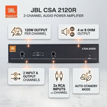 JBL CSA 2120R 2-Channel Installed 2 x 120W Audio Power Amplifier