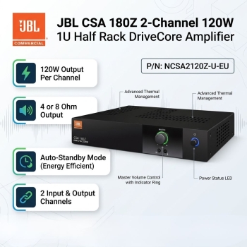 JBL CSA 180Z 2-Channel 120W 1U Half Rack Powerful DriveCore Amplifier