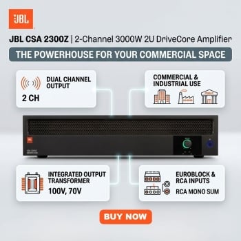 JBL CSA 2300Z 2-Channel 3000W 2U Full Rack Powerful DriveCore Amplifier