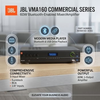 JBL VMA160 Commercial Series 60W Bluetooth-Enabled Mixer/Amplifier