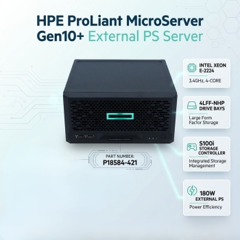HPE ProLiant MicroServer Gen10+ External PS Server (Intel Xeon E-2224 3.4GHz 4core S100i 4LFF-NHP 180W)