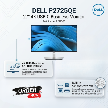 Dell P2725QE 27" 4K USB-C 90W IPS Business Monitor