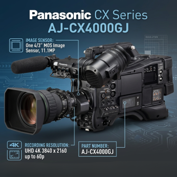 Panasonic CX Series AJ-CX4000GJ 4K HDR with 12G-SDI & HEVC Professional Video Camera Recorder