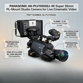 Panasonic AK-PLV100GSJ 4K Super 35mm PL-Mount Studio Camera for Live Cinematic Video