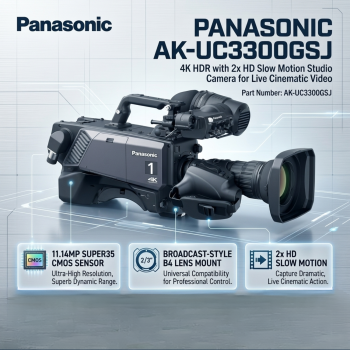 Panasonic AK-UC3300GSJ 4K HDR with 2x HD Slow Motion Studio Camera for Live Cinematic Video