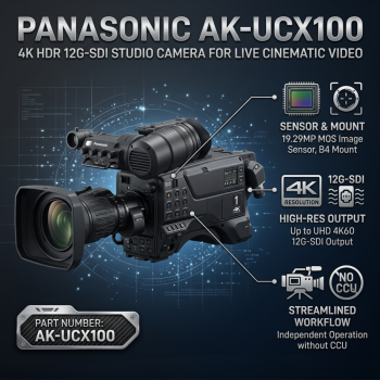 Panasonic AK-UCX100 4K HDR 12G-SDI Studio Camera for Live Cinematic Video