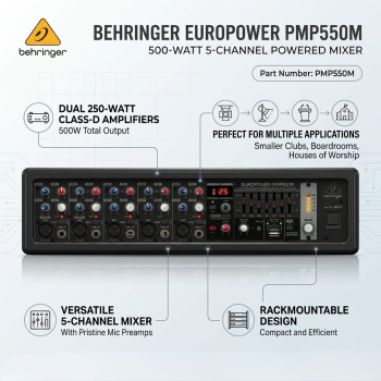 Behringer PMP550M 500-Watt 5-Channel Powered Mixer
