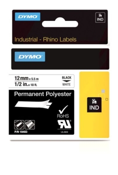 Dymo S0718210 - 12mm White Permanent Polyester Rhino Tape