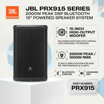 JBL PRX915 Series 2000W Peak DSP Bluetooth 15” Powered Speaker System