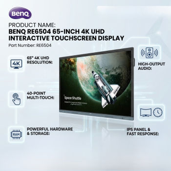 BenQ RE6504 65-Inch 4K UHD 8ms 2x20W Speaker Interactive Touchscreen Display