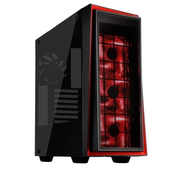 SilverStone SST-RL06BR-GP Primera Series Computer Case (Black with Red Trim, LED Fans, Tempered Glass Window)