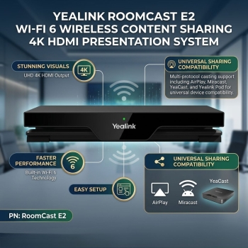 Yealink RoomCast E2 Wi-Fi 6 Wireless Content Sharing 4K HDMI Presentation System