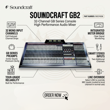 Soundcraft GB2 32 Channel GB Series Console High Performance Audio Mixer