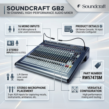 Soundcraft GB2 16 Channel GB Series Console High Performance Audio Mixer
