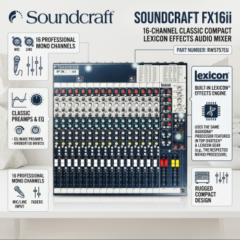 Soundcraft FX16ii 16 Channel Classic Compact Lexicon Effects Audio Mixer