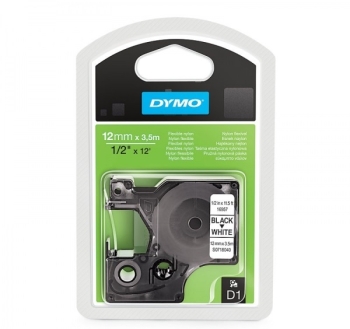 Dymo S0718040 Flexible Nylon Tape 12mm x 3.5m Black on White