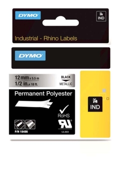 Dymo S0718180 - 12mm Metalised Permanent Polyester Rhino Tape