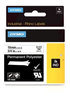 Dymo S0718220 19mm White Permanent Polyester Rhino Tape