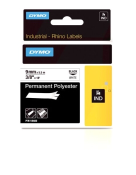 Dymo S0718240 9mm White Permanent Polyester Rhino Tape