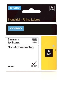 Dymo Rhino S0718350 6mm White Non Adhesive Tag