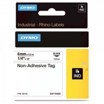 Dymo Rhino S0718400 6mm Yellow Non Adhesive Tag