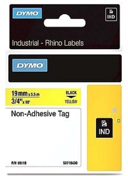 Dymo Rhino S0718430 19mm Yellow Non Adhesive Tag