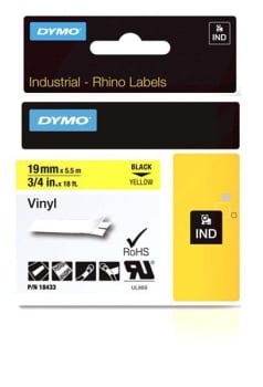 Dymo Rhino S0718470 19mm Yellow Vinyl Tape